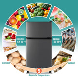 WANAI 3.5 Cu.Ft Mini Fridge with Freezer, Compact Refrigerator for Office, Dorm, Apartment, 7-Level Adjustable Thermostat, 2 Removable Shelves and Bakset, Small Fridge in Dark Gray
