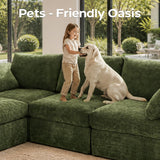 ReeQuo 150" Oversized Sleeper Sofa Cloud Couch Modular Sectional Sofa Green