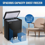 DEMULLER 63L Mini Deep Freezer with Electronic Temperature Control Panel Small Chest Freezers with Two Baskets Black (-12℉ to 50℉) Ideal for Kitchen Dorm Apartment