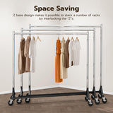 HOKEEPER Commercial Z Base Garment Rack Hold 500LBS Heavy Duty Clothing Rack Adjustable Rolling Clothes Rack for Hanging Clothes Racks on Wheels Portable Z Rack, Chrome Finish