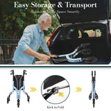 HolyHeal 3 Wheel Walkers for Seniors, Lightweight Rollator Walkers Foldable for Elderly with Cane Hold and Cup Hold, Height Adjustable Aluminum Three Wheel Rolling Walker Mobility Aid, Blue