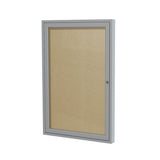 Ghent 24"x18" 1-Door Outdoor Enclosed Vinyl Bulletin Board, Shatter Resistant, with Lock, Satin Aluminum Frame - Caramel (PA12418VX-181), Made in the USA