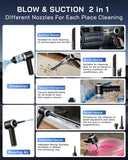helloleiboo Handheld Car Vacuum Cleaner 16000PA Car Vacuum Portable Cordless 120W High Power 4-in-1 Mini Vacuum Cleaner Rechargeable & Air Duster Multi-Nozzles for Home Office Pet（Black）