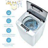 COSTWAY Portable Washing Machine, 2-in-1 Laundry Washer and Spin Combo with 10 Programs, 8.8lbs Capacity, Drain Pump and LED Display, Full Automatic Washer for Apartment, RVs, Dorm, Grey