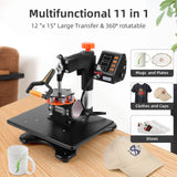 11 in 1 Heat Press Machine Professional Sublimation Machine 12" X 15", 360-Degree Swing Away Towallmark