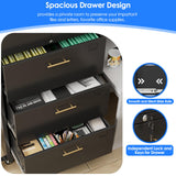 Storage Cabinet with 3 Drawers and 2 Doors, Lockable Rolling File Organizer on Wheels for Home Office Garage