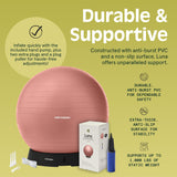 Retrospec Luna Exercise Ball - 55, 65, or 75cm Yoga Ball for Workouts, Stability, Pregnancy - Swish Balance Ball w/Pump & Base for Office & Home Gym Retrospec