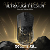 ATTACK SHARK R5 Ultra Wireless Gaming Mouse,Carbon Fiber Shell 39g Superlight,PAW3950MAX Nordic 52840 MCU 8K Polling 42K DPI Optical Sensor,BT/2.4G/USB-C Wired Mice with Coiled Cable-Black&Griptape