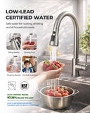 WEWE Kitchen Faucets with Pull Down Sprayer, Leak-Proof Stainless Steel Lead-Free Single Handle 1 Hole for Family Kitchen Commercial Camper Laundry Rv Bar, Brushed Nickel Bar Sink Faucet