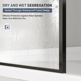 Findepot Fixed Shower Glass Panel 36" W × 75" H, 1/5"(5mm) SGCC Clear Tempered Glass Shower Door, Framed Bathroom Shower Screen, Matte Black, Adjustable Support Bars & 3 Pieces Divided Pattern