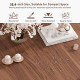 Apkaf 35.4" Round Coffee Table with Storage,Solid Wood Center Table with Hidden Storage Drawer, Mid Century Round Coffee Tables, Circle Center Table for Living Room Small Space (Walnut)