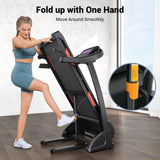 THERUN Incline Treadmill, Treadmills for Running and Walking, 300 lbs Weight Capacity Folding Treadmill with 0-15% Auto Incline