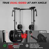 Mikolo Folding Squat Rack, Wall Mounted Power Rack with Cable Crossover Machine & LAT Pull Down, Functional Trainer with 5 Adjustable Function Modes (Black)