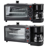 3-in-1 Breakfast Station with Coffee Maker, 4-Slice Toaster Oven, Non-Stick Griddle, 110V