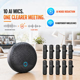 BAIILA Conference Speaker and Microphone | 10 Wireless Mics | 360° Pickup