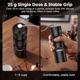 COOL KNIGHT Manual Coffee Grinder, 7-Edge SUS420 Stainless Steel Conical Burr, 72-Click External Adjustment, 25g Capacity, Aluminum Body, Walnut Handle