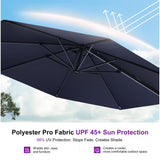 PURPLE LEAF Patio Outdoor Umbrella 11 Feet Round for Pool Navy