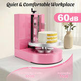 Cake Decorating Machine, 200W Birthday Cake Cream Smooth Coating Decoration Machines with LCD Display & Graduated Scrapers Low Noise Cakes Frosting Machine for 4-12In (Pink)