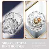 H&D HYALINE & DORA 4”Clear Crystal Ring Holder,Round Glass Ring Dish,Jewelry Rack Ring Holder for Wedding,Jewelry Display Gifts for Mom Wife Girlfriend