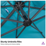 PURPLE LEAF Patio Telescopic Umbrella 11.5' x 11.5' Tilt Turquiose