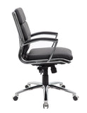 BOSS Office Products B9476-BK Executive Mid Back CaressoftPlus Chair with Metal Chrome Finish, Black