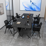 Flip Top Mobile Conference Table, Modular Rectangular & Fan-Shaped, Black Brown White, for Office Classroom Training