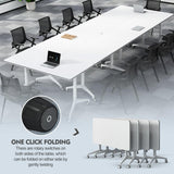 Conference Room Tables with Wheels Foldable Large Rectangle Meeting Seminar Table for 6-12 People