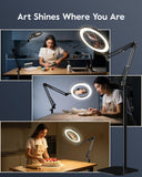 LUXSURE Ring Light Tripod for iPhone with Light, Overhead Phone Mount with Phone Holder, Adjustable Ring Light with Stand and iPhone Tripod for Video Recording,Cooking,Painting,TikTok,YouTube