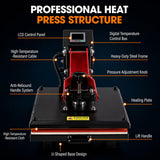15x15 T-Shirt Heat Press Machine,Anti-Spring Safety Handle,1800W Power