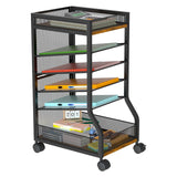 keomaisyto 6-Tier Standing File Organizer for Office Organization, Under Desk File Holder with Sliding Mesh Paper Letter Trays