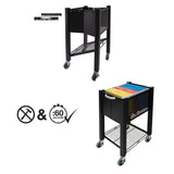 Vertiflex instacart Sidekick deskside File cart, Metal, 1 Shelf, 1 bin, 14.25" x 16.25" x 27.75", Black