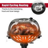 Giantex Electric BBQ Grill with Warming Rack, 1600W Portable Outdoor Electric Grill with Lid, Adjustable Temperature, Non-Stick Removable Grates, Grease Tray, for Patio, Camping, Balcony (Black)
