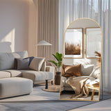 ZHUNFA Arched Full Length Mirror, 76x37 Oversized Floor Mirror with Stand, Gold Mirror Full Length, Aluminum Full Body Dressing Mirrors with Arched-Top, Leaning for Living Room, Bedroom
