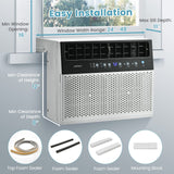 COSTWAY 12000 BTU Window Air Conditioner, Over the Sill AC with Energy Saver Modes, Handy Remote