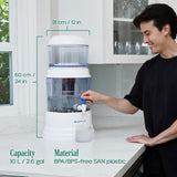 Santevia Gravity Water System Filter | at Home Water Filter That Makes Water Alkaline and Adds Minerals | Chlorine and Fluoride Filter (Countertop Model)