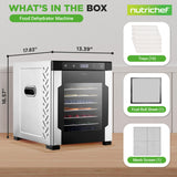 NutriChef Electric Countertop Food Dehydrator -900-Watt Premium Multi-Tier Meat Beef Jerky Maker Fruit/Vegetable Dryer w/10 Shelf Stainless Steel Trays,Digital Timer,Temperature Control-NCFD10S