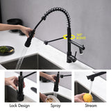 AIMADI Kitchen Faucet,Black Kitchen Faucet,Commercial Faucet with Sprayer Single Handle Single Hole Spring Kitchen Sink Faucet,Matte Black