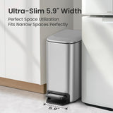 Cesun Small Bathroom Trash Can with Lid Soft Close, Step Pedal, 6 Liter