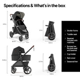 Mompush Ultimate 3 Full-Size Stroller with Bassinet, Newborn to Toddler