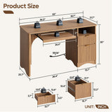 Bestier 55 Inch Computer Desk with Drawers, Power Outlet, Brown Oak