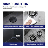 33x22 Inch Black Drop In Kitchen Sink - VAPSINT 33 Inch Top Mount Single Bowl 9 Inch Deep Handmade Workstation Sink in Gunmetal Stainless Steel with Cutting Board & Strainer
