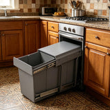 20L Hidden Pullout Trash Bin with Lid - Retractable Guide Rail, ABS Material & PP Lining, Under Sink Waste Can for Bathroom, Bedroom, Office, and Living Room