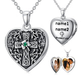 Oseew Photos Text Pendant Necklace Cross Celtic Pendant 925 Silver Customized Necklace with Heart Photos and Text Suitable for Men and Women