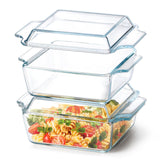 Set of 2 Glass Casserole Dish With Glass Lid, Square 6in x 6in Glass Baking Dish Oven Safe, Mini Casserole Dish with Lid