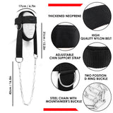 Leesvilary Neck Harness for Weight Lifting Training Head Neck Workout Equipment Neck Exerciser Trainer with Steel Chain and Adjustable Neoprene Strap Neck Strengthener for Home Gym Leesvilary