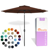 Midtown Umbrellas - The Lean 10 Ft Patio Umbrella with Fade-Resistant Sunbrella Fabric, Auto-Tilt Aluminum Frame and 8 Reinforced Ribs for Deck, Pool & Garden - Bay Brown Canopy, Black Pole