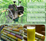 BEILOCKERY Commercial Sugar Cane Ginger Press Juicer with 3 Stainless Steel Rollers, Manual Suger Cane Squeezing Juicer with 2 paring Knives, High Juice Yield