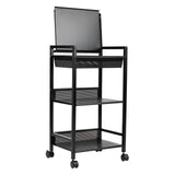 Mind Reader Cart with Covered Compartment, Office Organizer, Storage, 3-Tier, Office, Metal, 15.5" L x 11" W x 28.25" H, Black