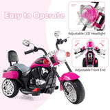 Costzon Kids Motorcycle, 6V Battery Powered Ride on Chopper Motorcycle w/Horn, Headlight, 3-Wheel Stable Ride on Toys, Electric Toddler Motorcycle for Kids, Gift for Boys Girls (Rose Red)