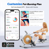 MERACH Rowing Machine with App, 16 Levels of Magnetic Resistance, Exclusive Dual Slide Rail Rower, 350LB Max Weight Rowing Machines for Home Use, Q1S White